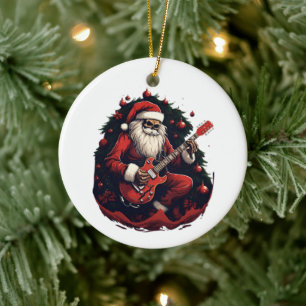 Fantasy Skeleton Santa Gitarre spielen Keramik Ornament