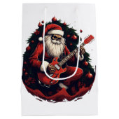 Fantasy Skeleton Santa Gitarre spielen Mittlere Geschenktüte (Rückseite)