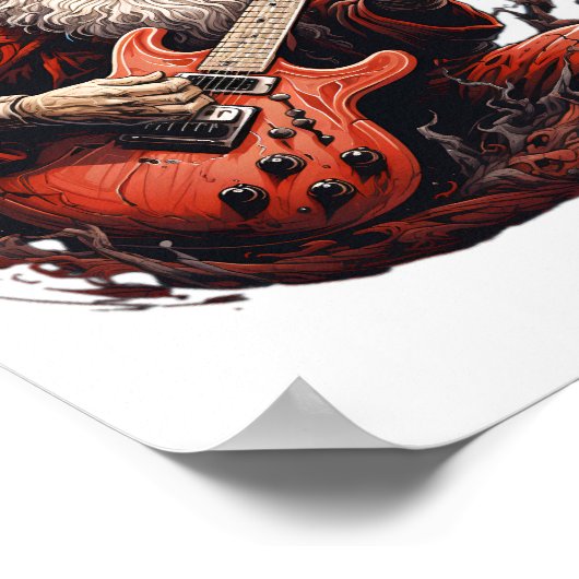 Fantasy Skeleton Santa Playing Gitarrenwoods Poster (Ecke)
