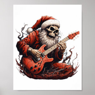 Fantasy Skeleton Santa Playing Gitarrenwoods Poster