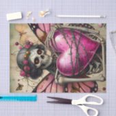 Fantasy-Skelett mit Dcoupage für das Herz mit Stac Seidenpapier (Handwerk)