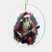 Fantasy Skeletto Santa Playing Gitarre Nacht Keramik Ornament (Links)