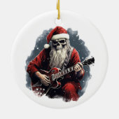 Fantasy Skeletto Santa Playing Gitarre Nacht Keramik Ornament (Hinten)
