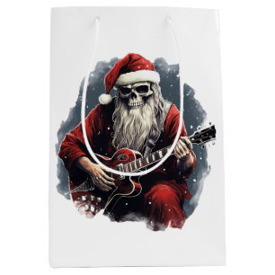 Fantasy Skeletto Santa Playing Gitarre Nacht Mittlere Geschenktüte