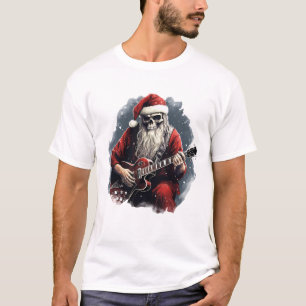 Fantasy Skeletto Santa Playing Gitarre Nacht T-Shirt