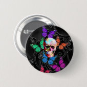 Fantasy skull and colored butterflies button (Vorne & Hinten)