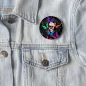 Fantasy skull and colored butterflies button (Beispiel)