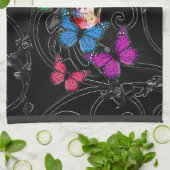 Fantasy skull and colored butterflies geschirrtuch (Gefaltet)