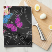 Fantasy skull and colored butterflies geschirrtuch (Viertel Falte)