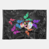 Fantasy skull and colored butterflies geschirrtuch (Horizontal)