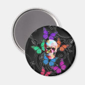 Fantasy skull and colored butterflies magnet (Vorderseite/Rückseite)