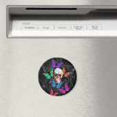 Fantasy skull and colored butterflies magnet (In Situ (Geschirrspüler))