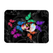Fantasy skull and colored butterflies magnet (Horizontal)