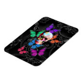 Fantasy skull and colored butterflies magnet (Linke Seite)