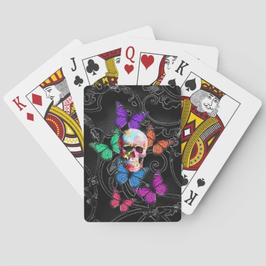 Fantasy skull and colored butterflies spielkarten (Rückseite)