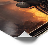 Fantasy Skull Train Flames Wreck Poster (Ecke)