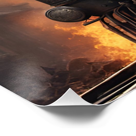 Fantasy Skull Train Flames Wreck Poster (Ecke)