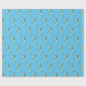 Fantasy Sky Blue Dragon Blue Geschenkpapier (Flach)