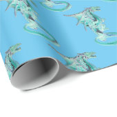 Fantasy Sky Blue Dragon Blue Geschenkpapier (Rolleneckpunkt)