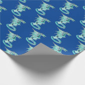 Fantasy Sky Blue Dragon Navy Blue Geschenkpapier (Ecke)