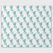 Fantasy Sky Blue Dragon Wrapping Paper White Geschenkpapier (Flach)