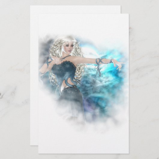 Fantasy Sky Siren Vignette Briefpapier (Vorne/Hinten)