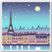 Fantasy Skyline von Paris Unter den Sternen Aufkleber (Vorderseite)