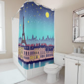 Fantasy Skyline von Paris Unter den Sternen Duschvorhang (Beispiel)