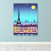 Fantasy Skyline von Paris Unter den Sternen Leinwanddruck (Insitu (Holzboden))