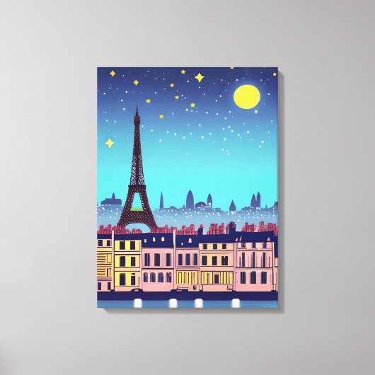 Fantasy Skyline von Paris Unter den Sternen Leinwanddruck (Vorderseite)
