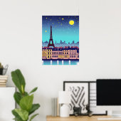 Fantasy Skyline von Paris Unter den Sternen Poster (Heimbüro)
