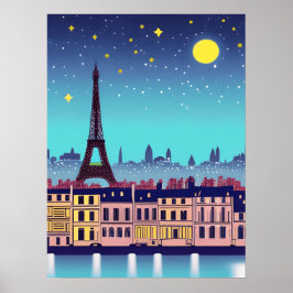 Fantasy Skyline von Paris Unter den Sternen Poster