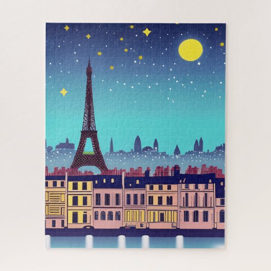 Fantasy Skyline von Paris Unter den Sternen Puzzle (Vertikal)