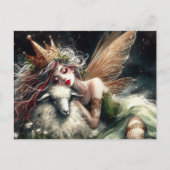 Fantasy Sleepy Fairy Queen und ihre Schafe Postkarte (Vorderseite)