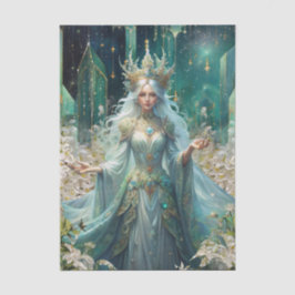 Fantasy-Smaragd-Königinnen des Waldes-Decoupage Seidenpapier