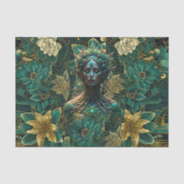 Fantasy-Smaragd-Königinnen des Waldes Decoupage Seidenpapier