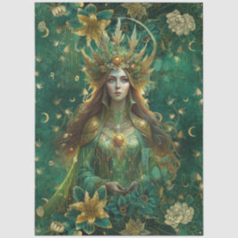 Fantasy Smaragd-Wald-Königin-Decoupage Seidenpapier