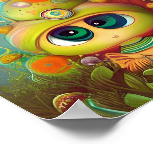 Fantasy Snail and Mush Illustration Poster (Ecke)