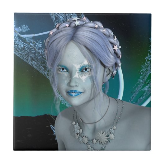 Fantasy Snow Fairy Fliese (Vorderseite)