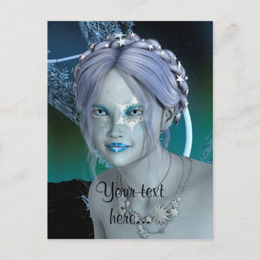 Fantasy Snow Fairy Postkarte (Vorderseite)