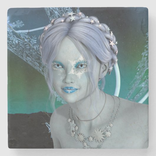 Fantasy Snow Fairy Steinuntersetzer (Vorderseite)