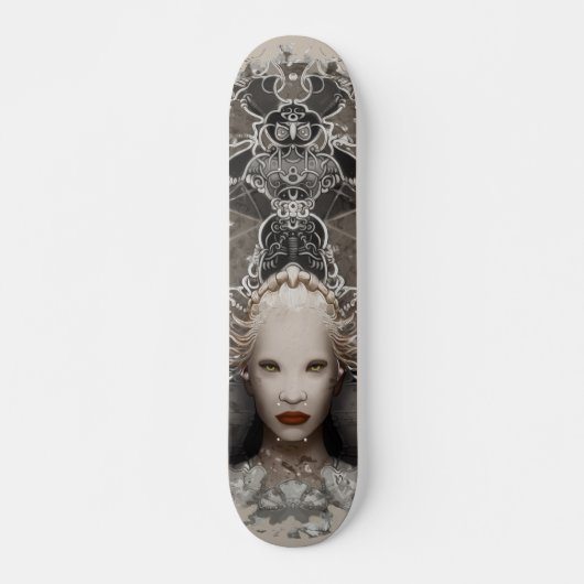Fantasy Snow Königin auf Thron mit Eule Skateboard (Vorne)