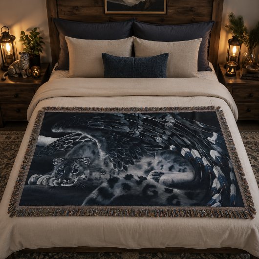 Fantasy Snow Leopard Wings Decke