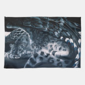 Fantasy Snow Leopard Wings Geschirrtuch (Horizontal)