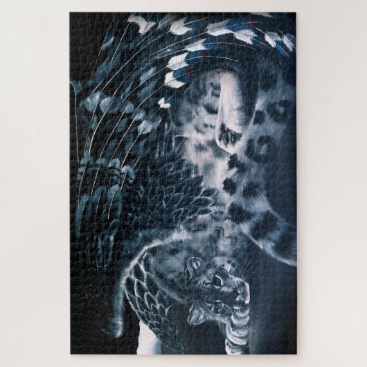 Fantasy Snow Leopard Wings Puzzle (Vertikal)