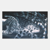 Fantasy Snow Leopard Wings Rechteckiger Aufkleber (Vorderseite)