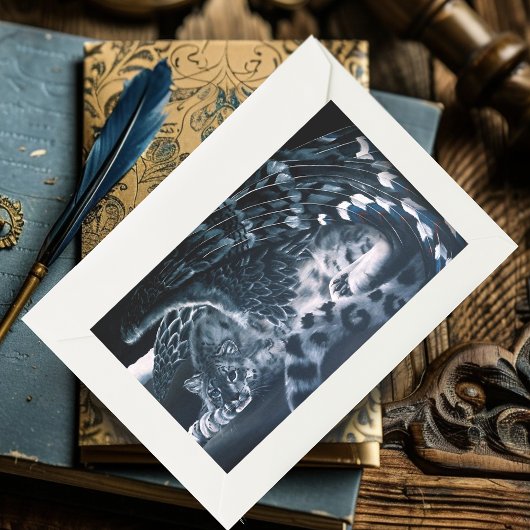 Fantasy Snow Leopard Wings Rechteckiger Aufkleber