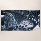 Fantasy Snow Leopard Wings Strandtuch (Vorderseite)