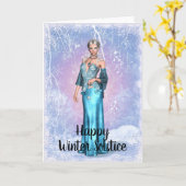 Fantasy Snowflake Woman Winter Solstice Card Karte (Gelbe Blume)