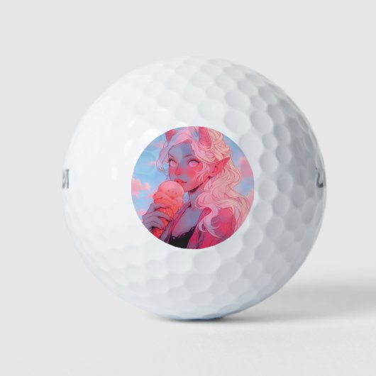 Fantasy Soft Pink Ice Cream Anime Girl Golfball (Vorderseite)